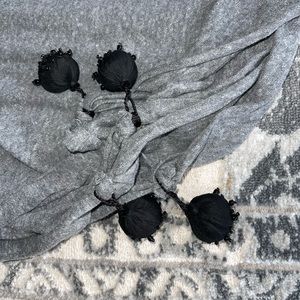 Azeeza Embellished Scarf in Grey/Black